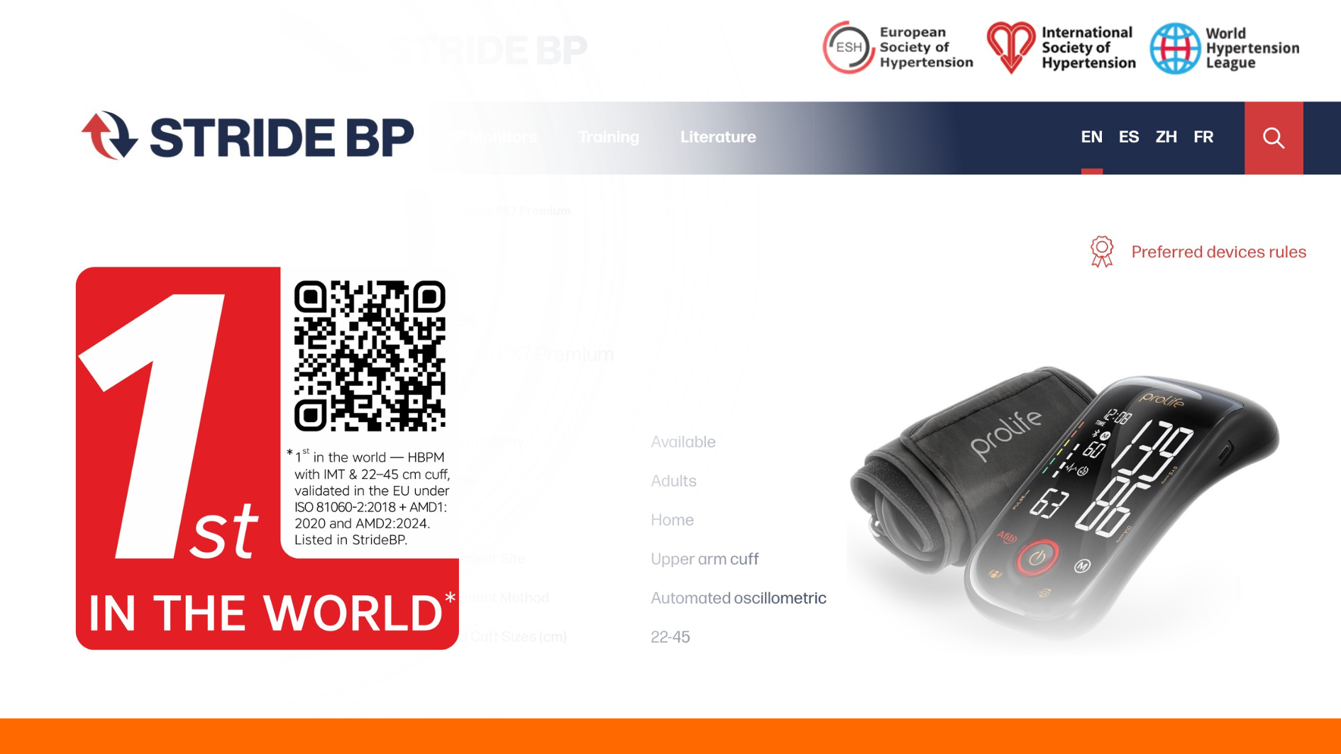 Prolife PX7 Premium — Weltweit erstes ISO-validiertes Heim-Blutdruckmessgerät (22–45 cm)